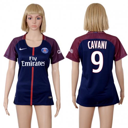 Women's Paris Saint-Germain #9 Cavani Home Soccer Club Jersey